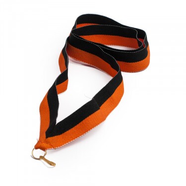 Oranžovo-čierna 22 mm medailová stuha