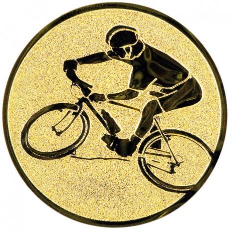 Cyklistika (horský bicykel) emblém zlatá 50 mm