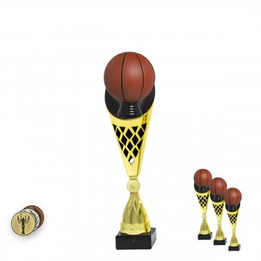 Farebný basketbal na čierno-zlatej trofeji C