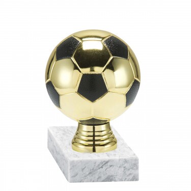Futbalová lopta zlato-čierna figúrka s podstavcom