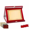Krabička na plaketu s koženým vzhľadom v bordovej farbe